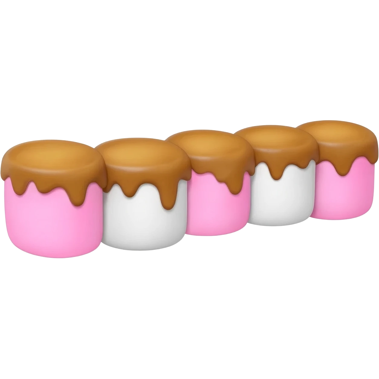 A stick with a line of marshmallows on it. The marshmallows should go pink and then white and then pink and then white and they should be perfectly toasted emoji