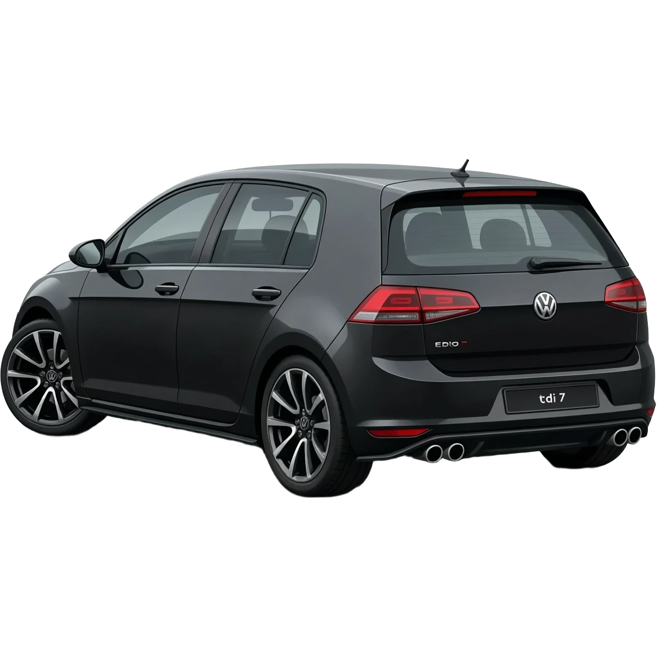 a picture of a black VW Golf GT Edition TDI MK7 2016 with black rims on an angle emoji