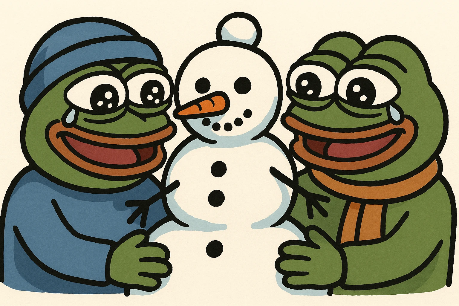 people making a snowman emoji