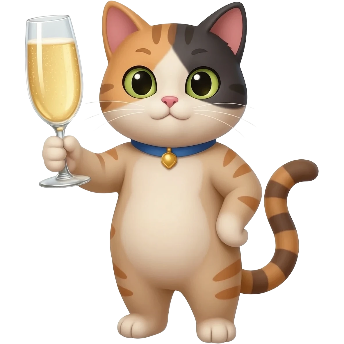 girl cat toasting champagne flute emoji