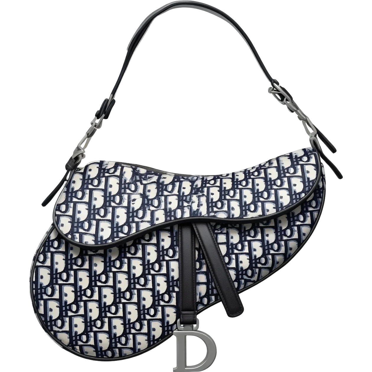 white dior printed saddle bag emoji