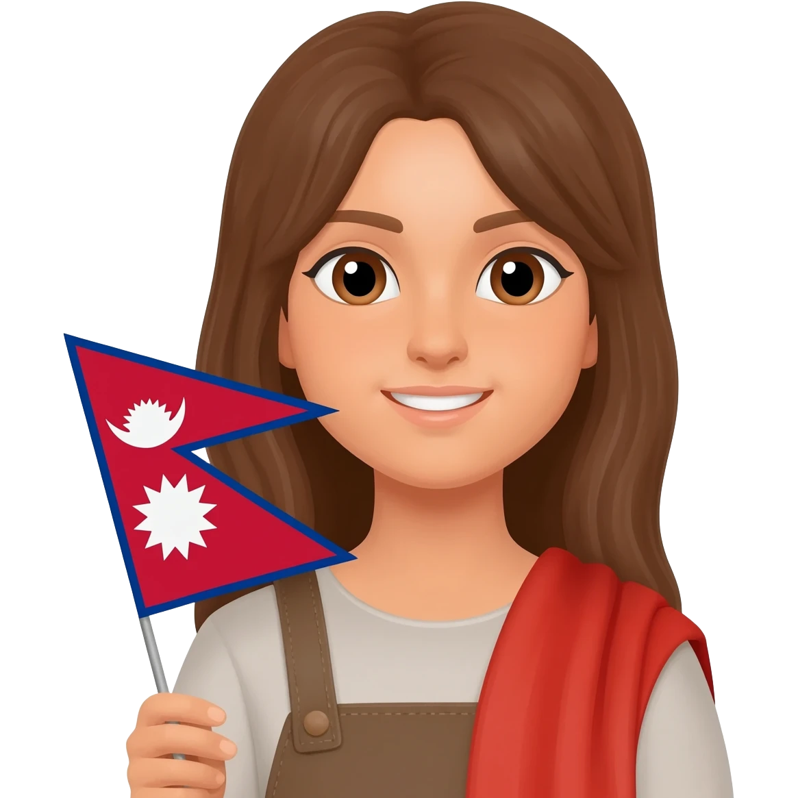 light brown girl holding nepal flag emoji