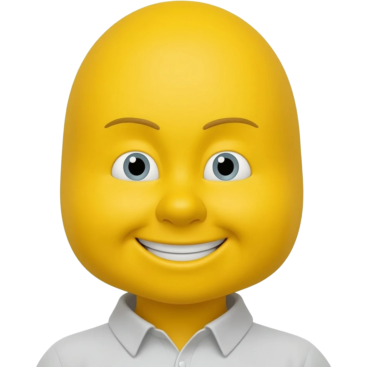 Yellow circle with no eyebrows grinning emoji