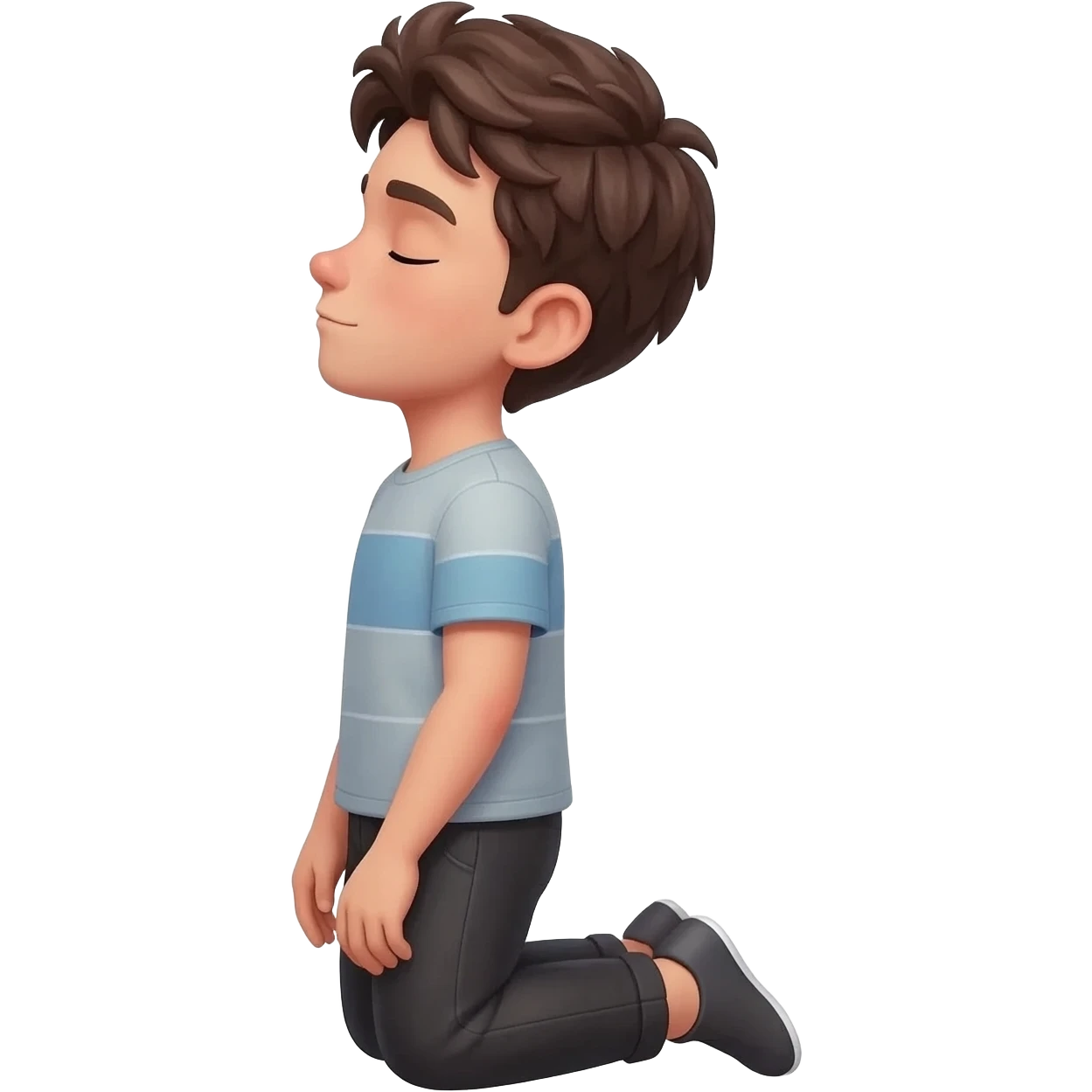 нарисуй моялящегося парня на коленях с  закрытыми шлазами  парню   20 - 25 лет с боку  emoji