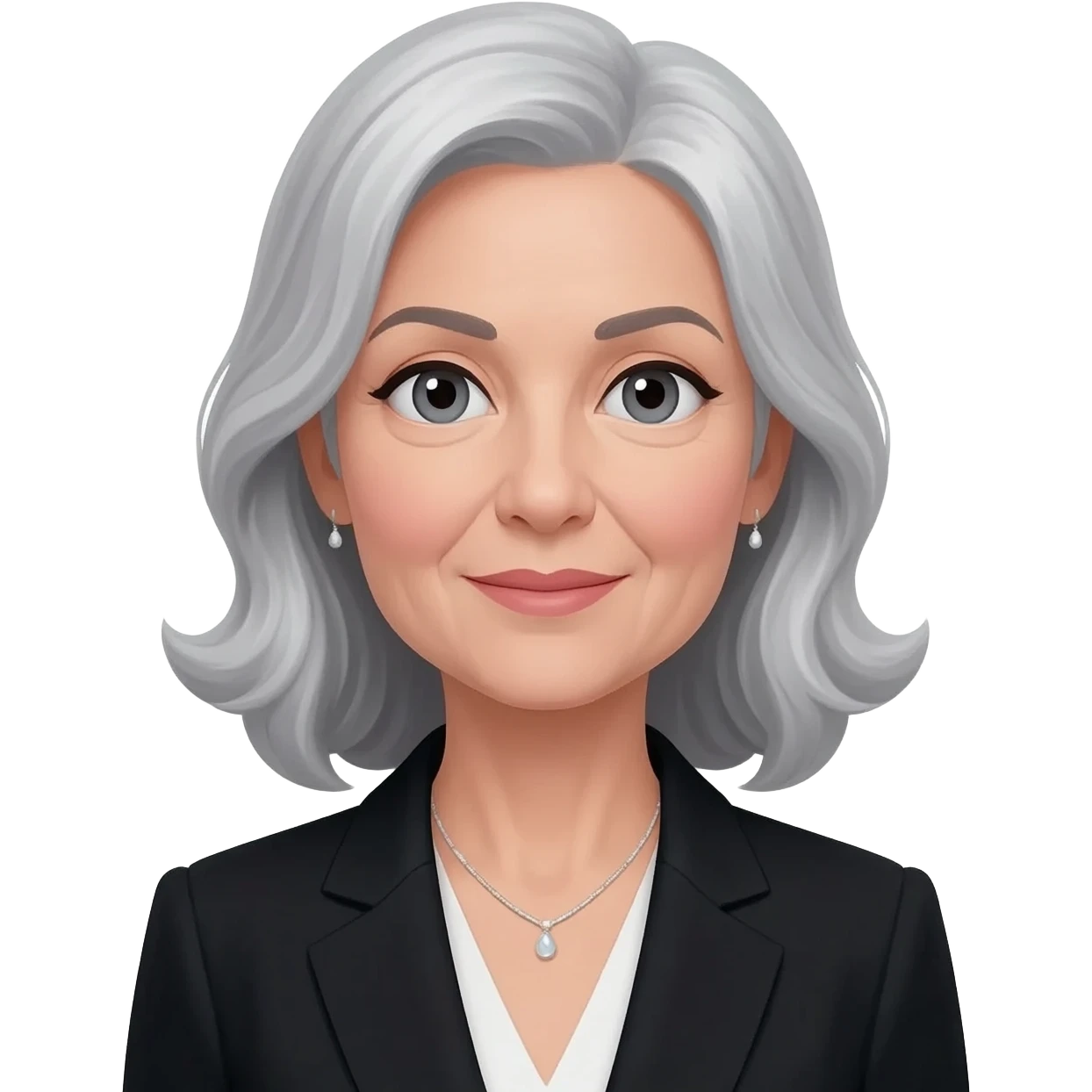 una mujer  ejecutiva madura, con cabello canoso y elegante emoji