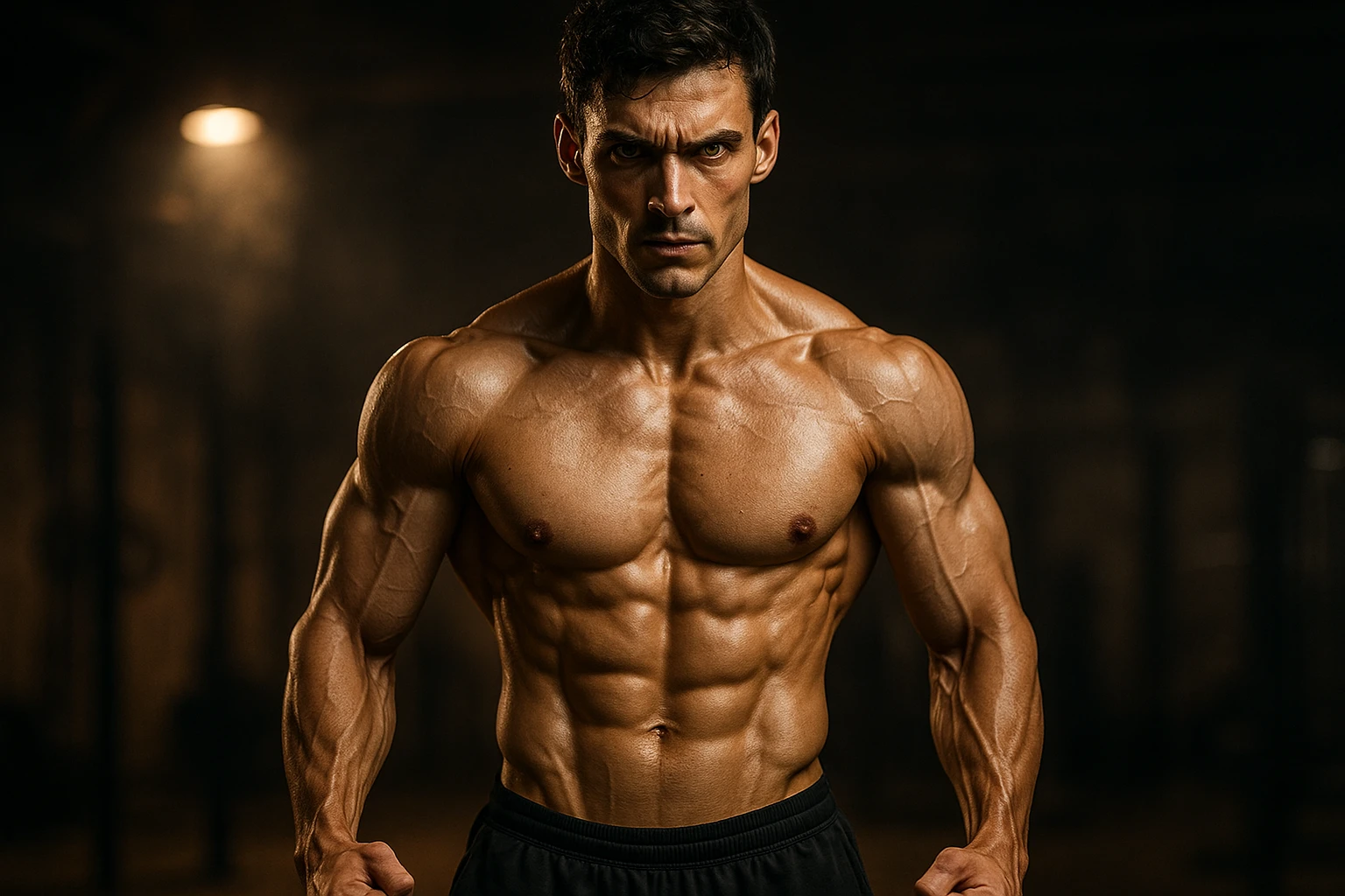 bodybuilding è lo sport simbolico della vemenza, forza, potenza, estetica, iperrealistico cinematografico 4k, l'uomo non farlo troppo tozzo, ma muscolo e slim emoji