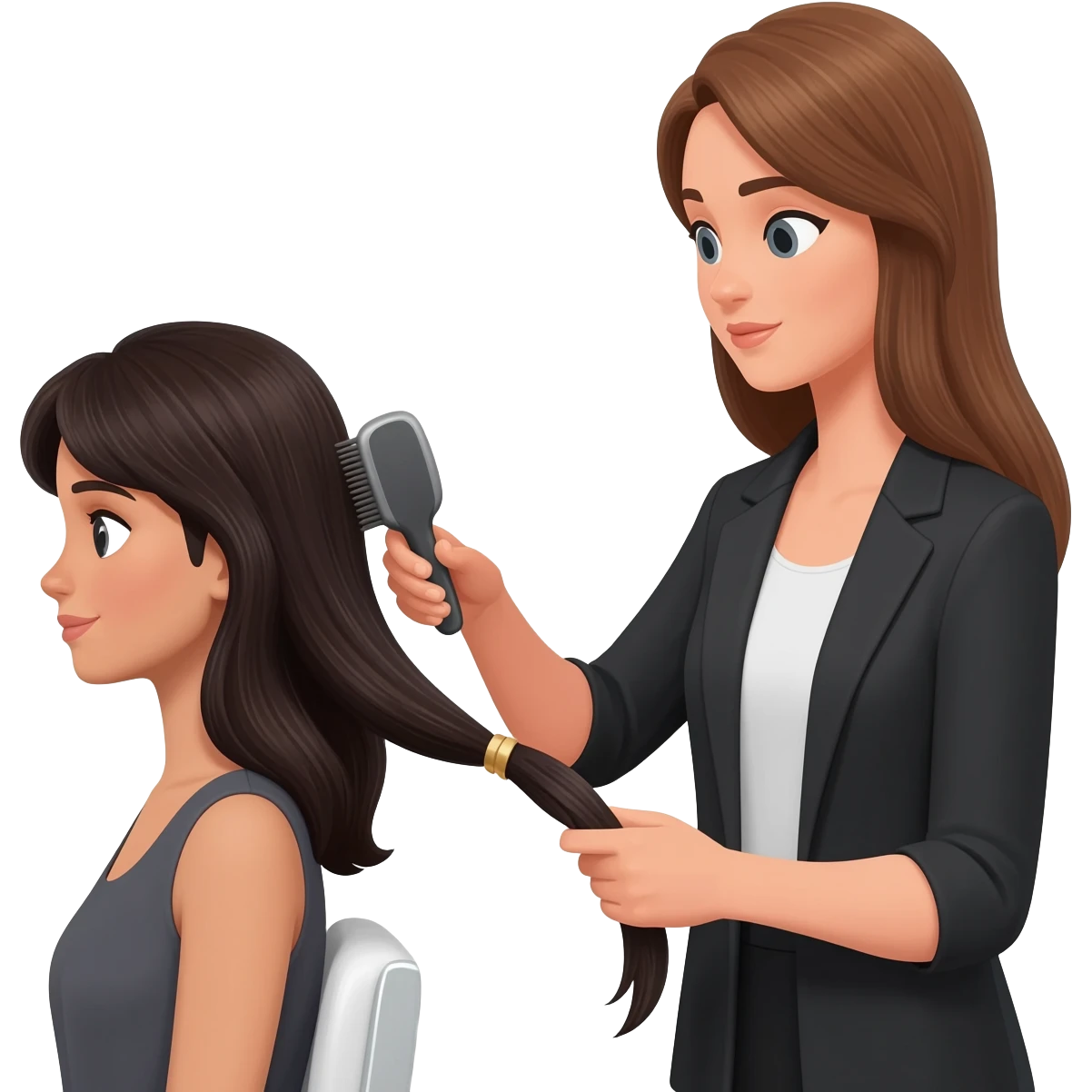 Beautician brushes with nice out fit emoji
