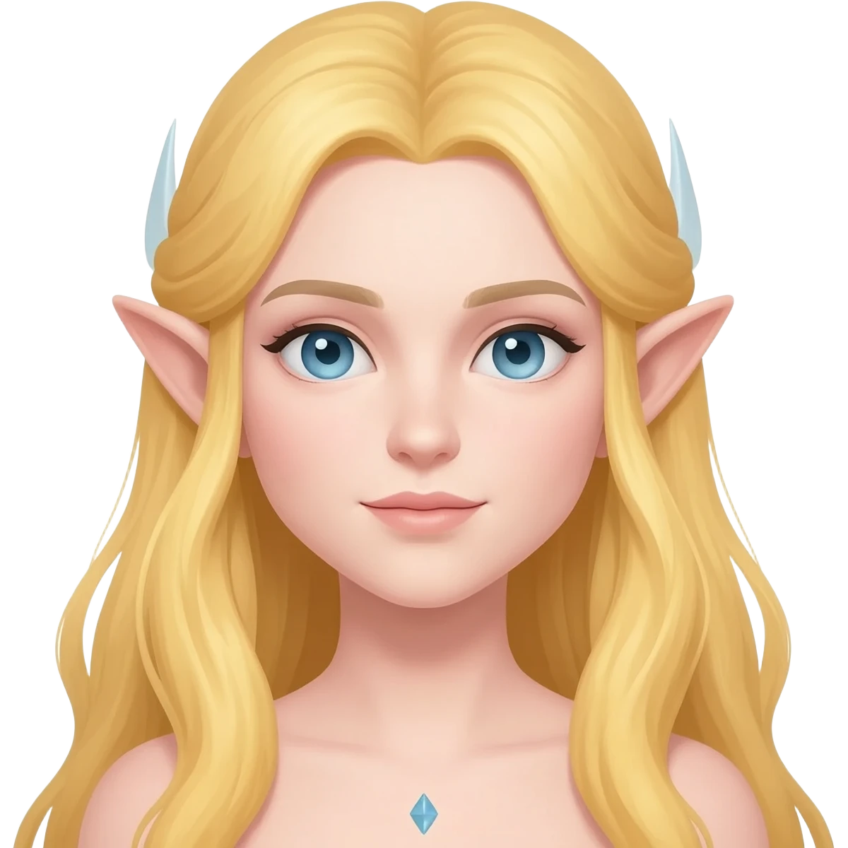 Una reina elfa amarilla rubia de ojos azul pálido emoji