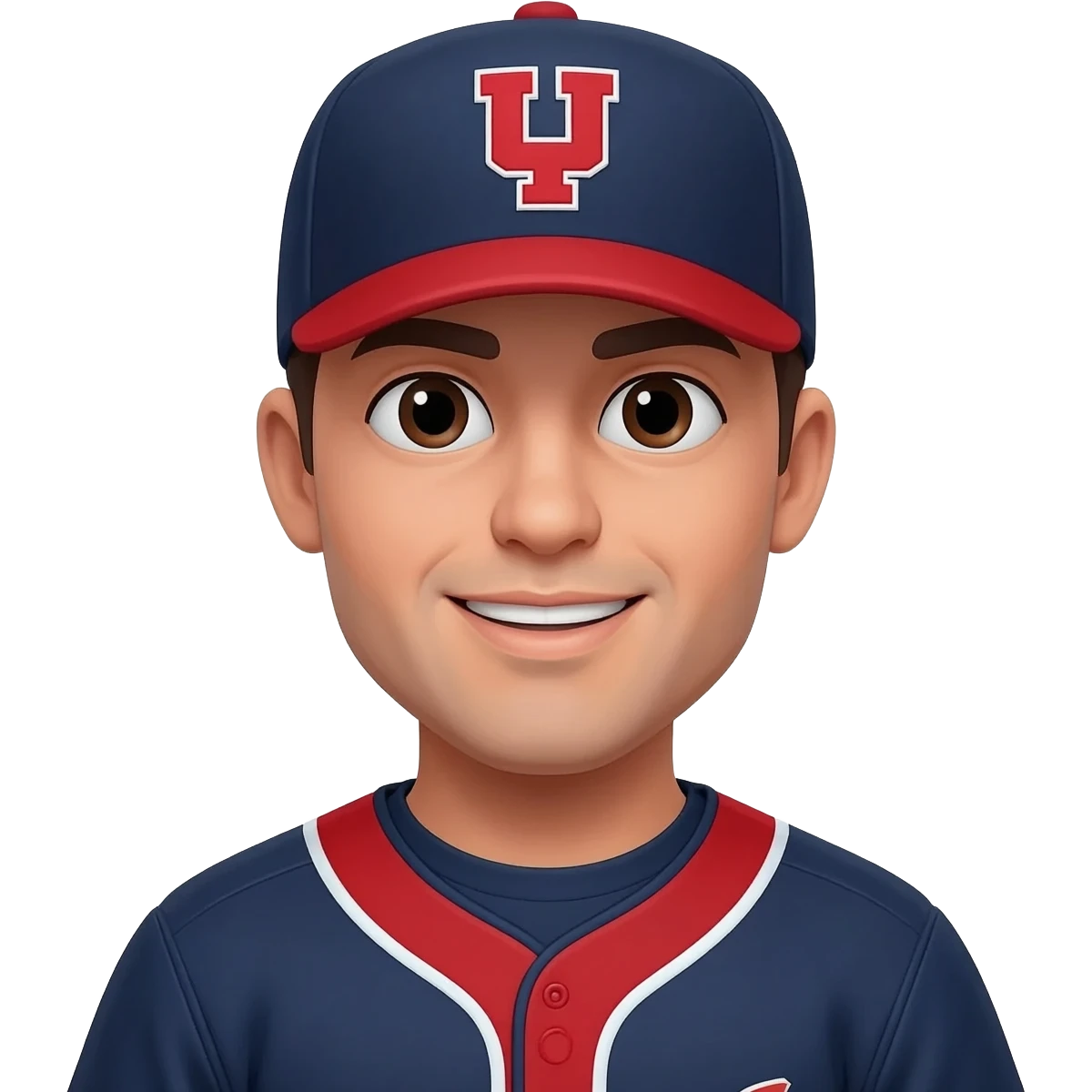 Tell baseball pitcher navy & red emoji