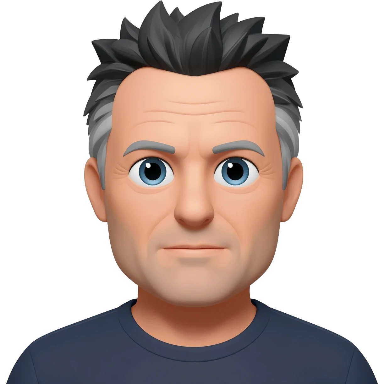 Black and gray haired white middle aged man no glasses spiky hair emoji