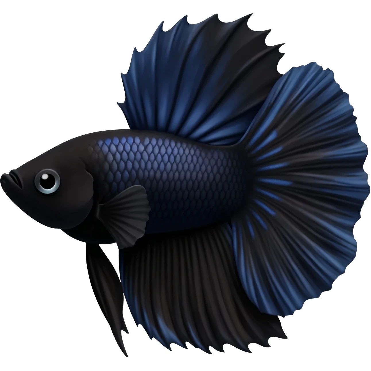 Un pez beta negro realista emoji