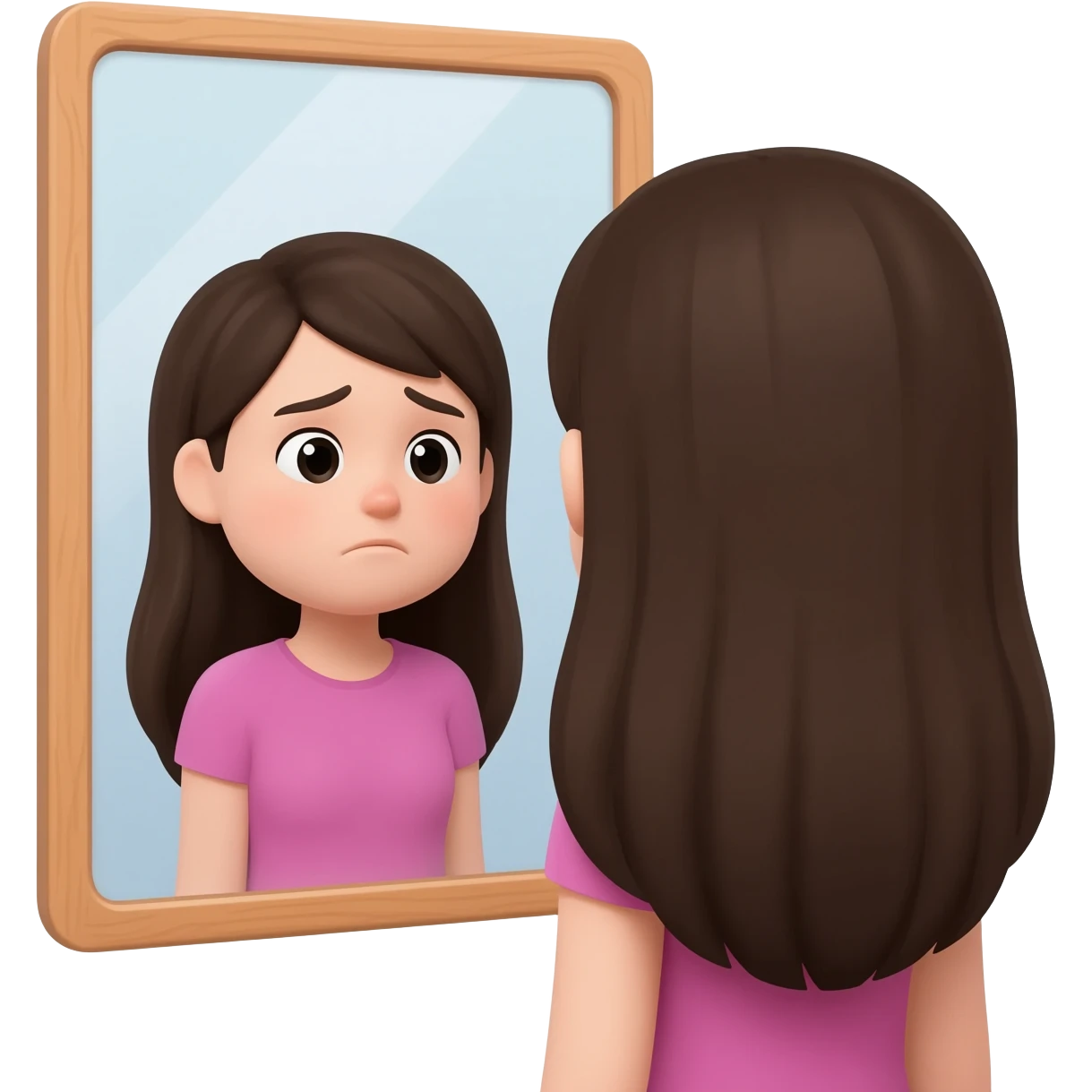 sad Fat girl looks in the mirror emoji