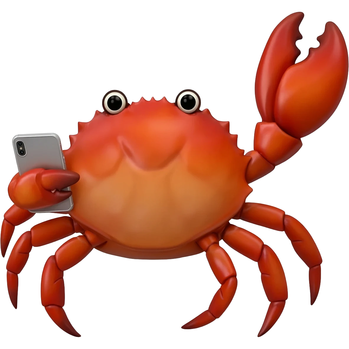 crab with a mobile phone emoji