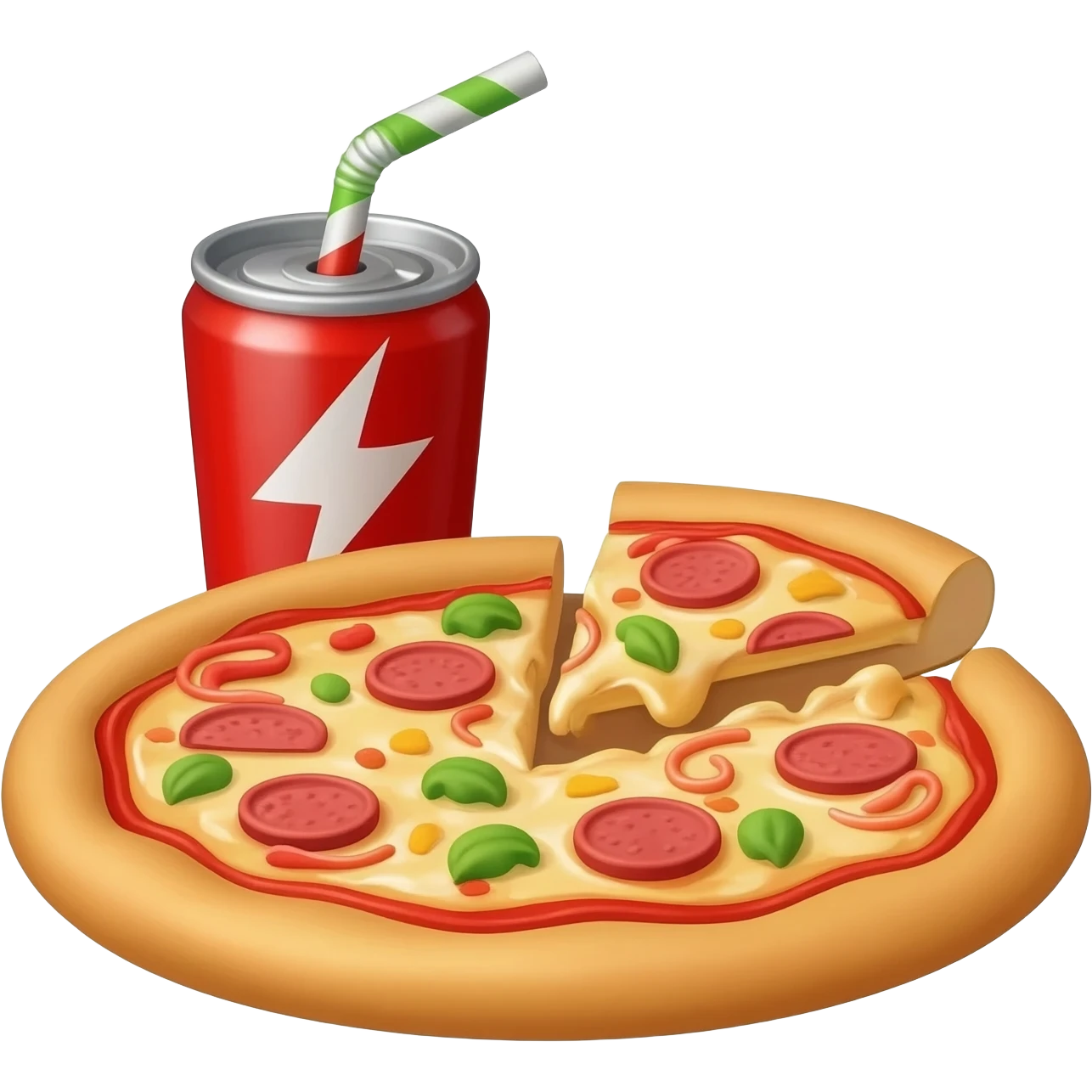 pizza with an energy drinkl emoji