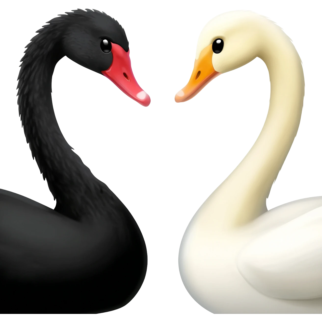 Black swan and white swan emoji