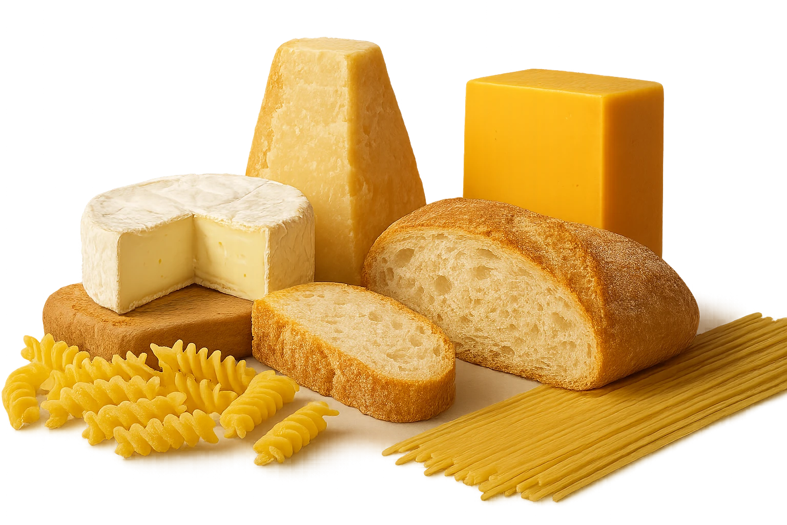 FORMAGGI, PANE BIANCO E PASTA, IPERREALISTICI 4K emoji