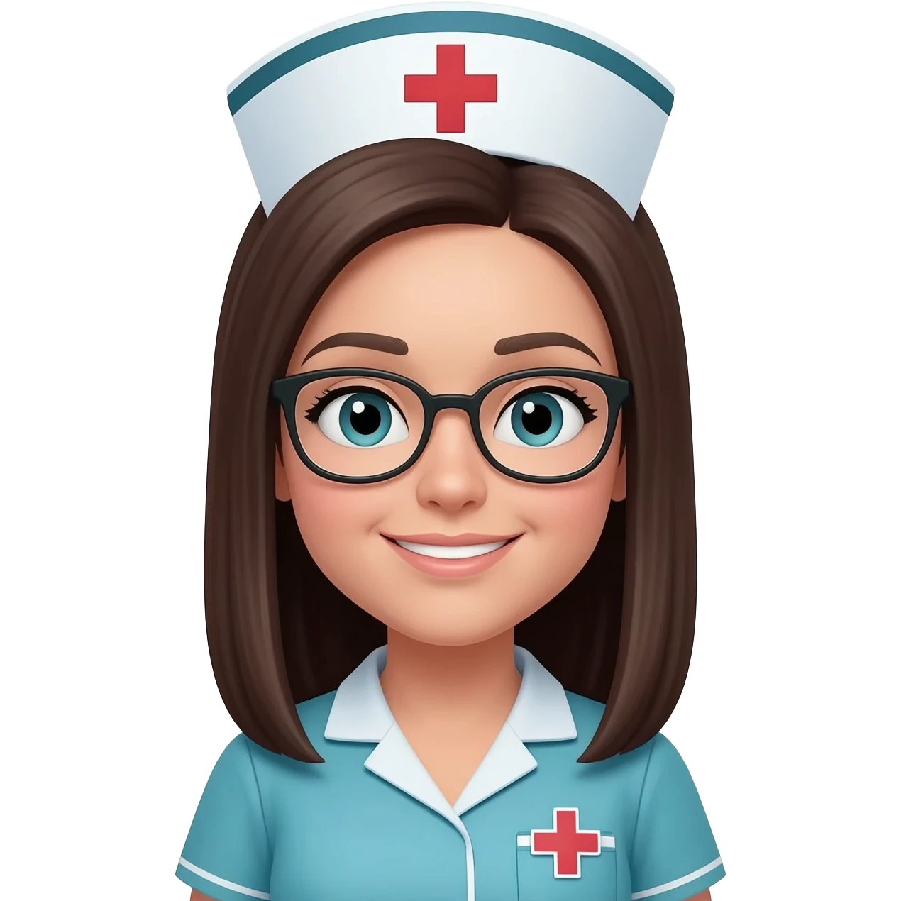 una mujer pelo liso nefro del área de la salud enfermera con lentes emoji