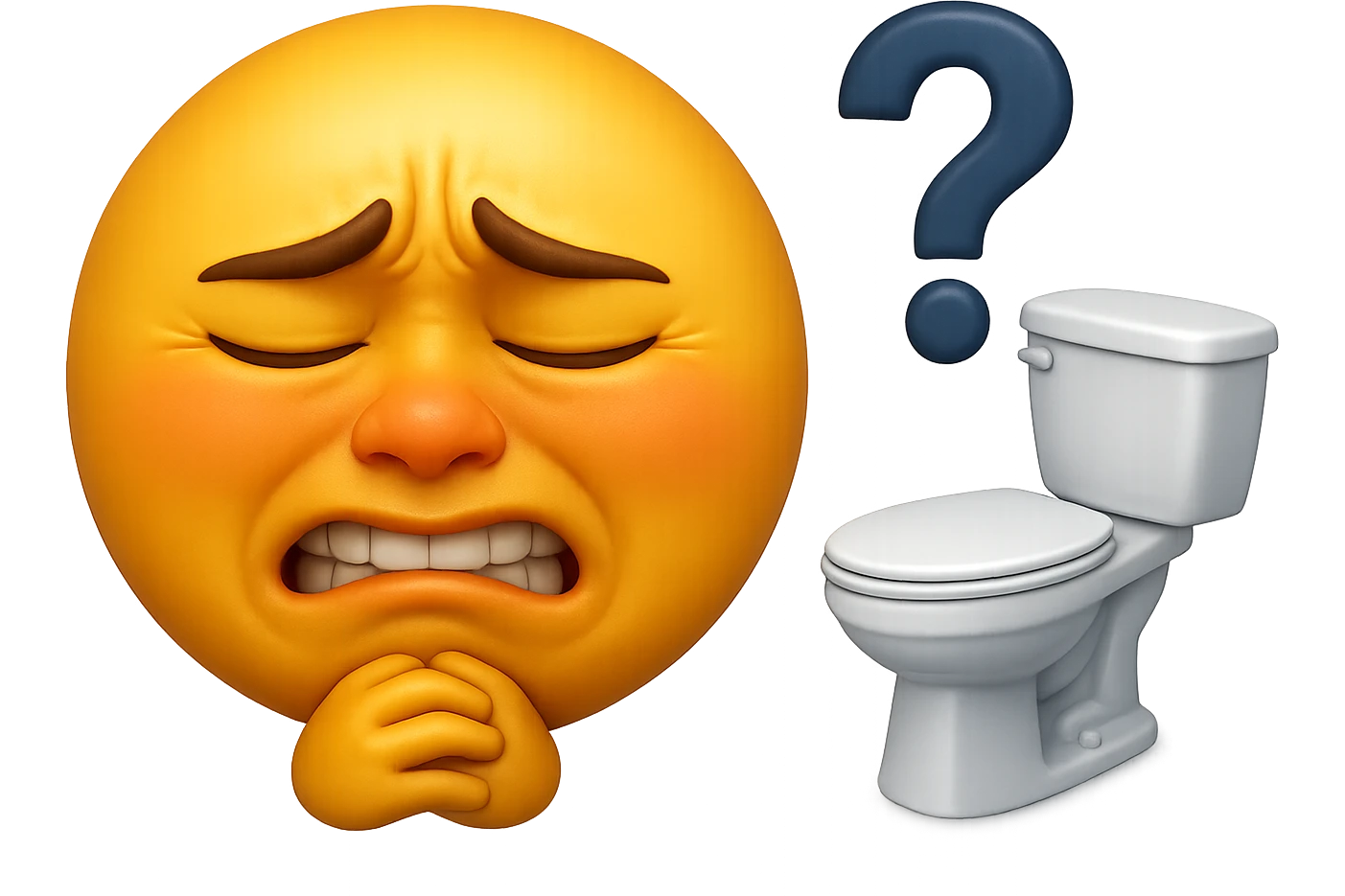 emoji stile iphone che riguarda l'argomento "stipsi/andrò al bagno oggi?", iperrealistico 4k emoji