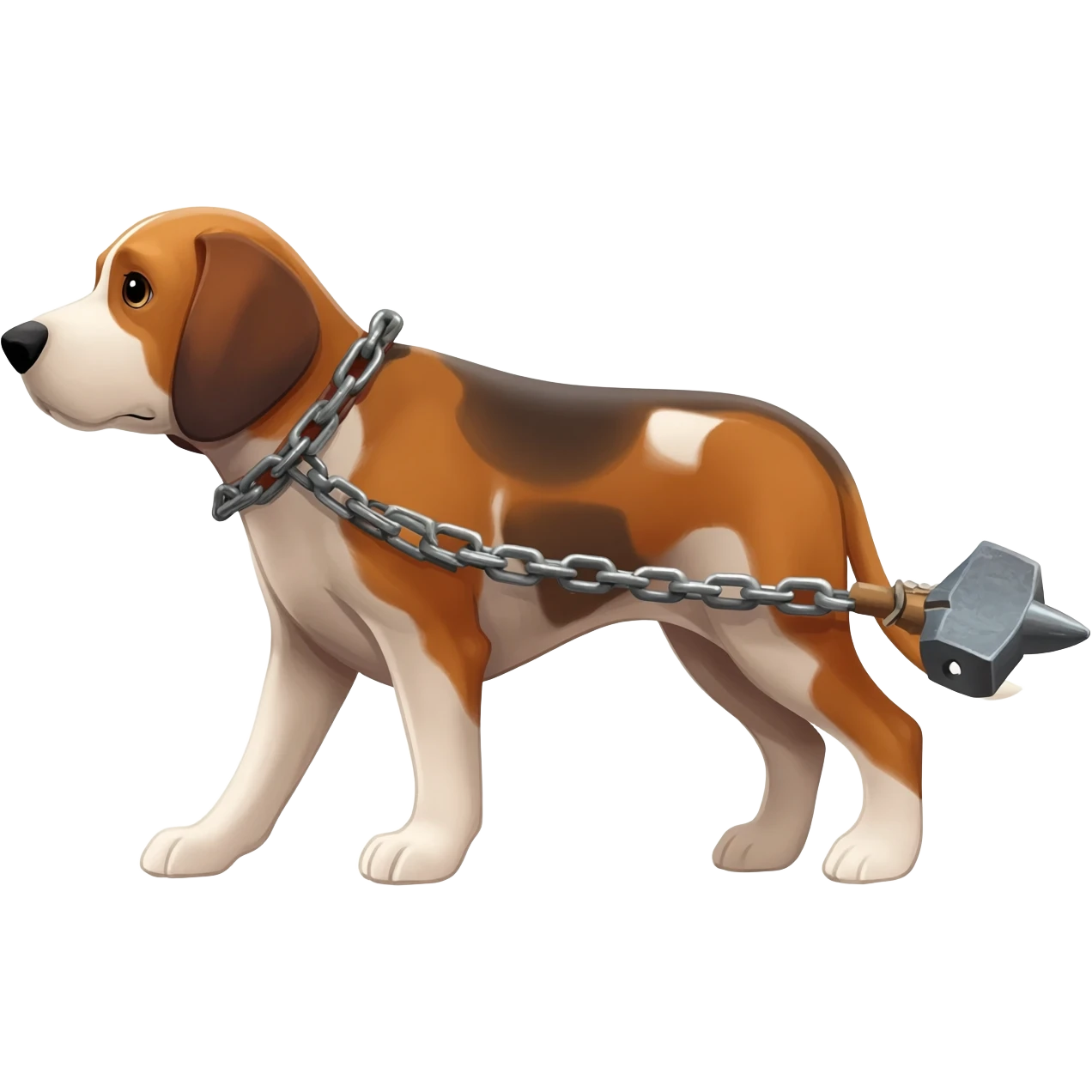 Pack hound pulling an anvil by leads or chains emoji