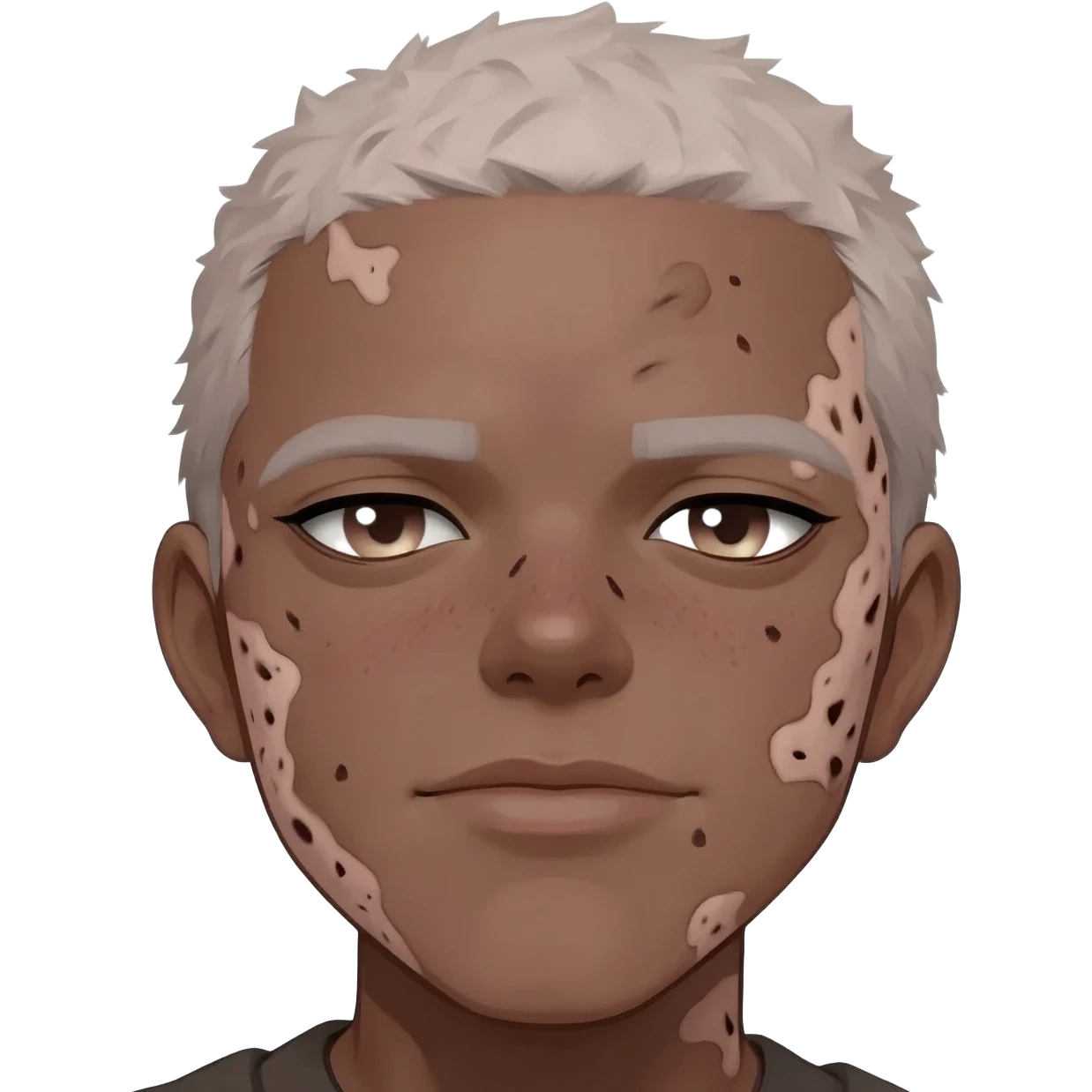 highly-detilised beautiful anime person with vitiligo emoji