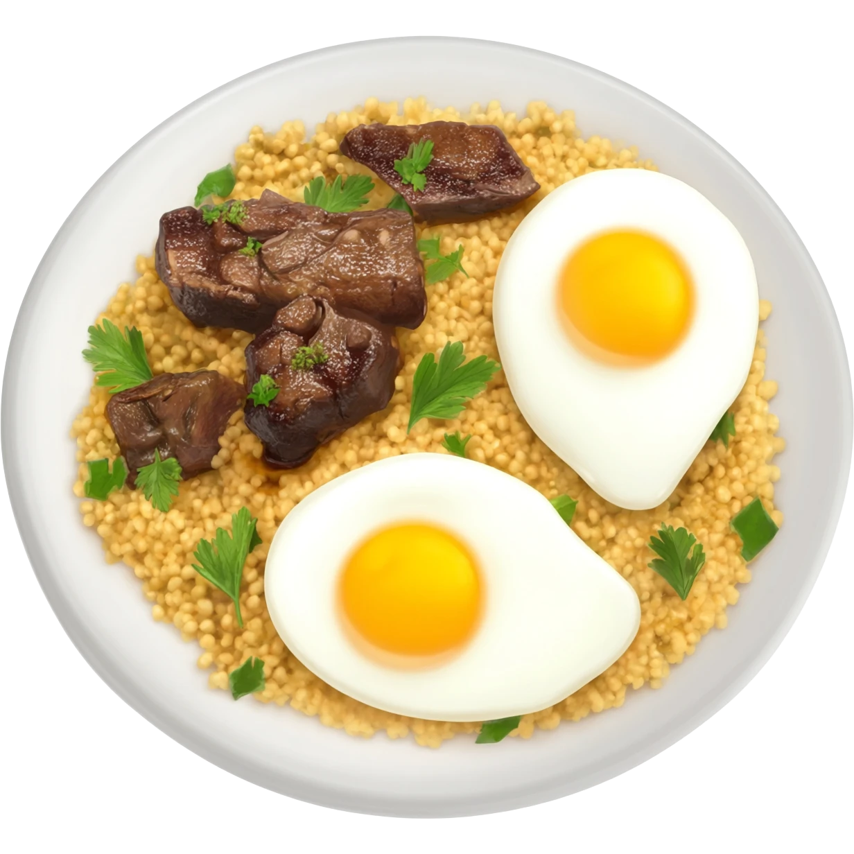 plate of couscous with meat and eggs emoji