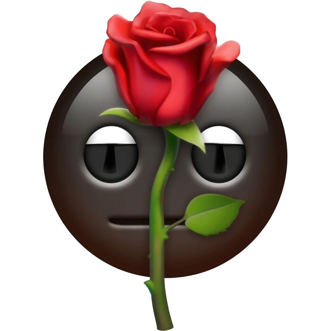 emo emoji, black and red rose, wilted, no background emoji