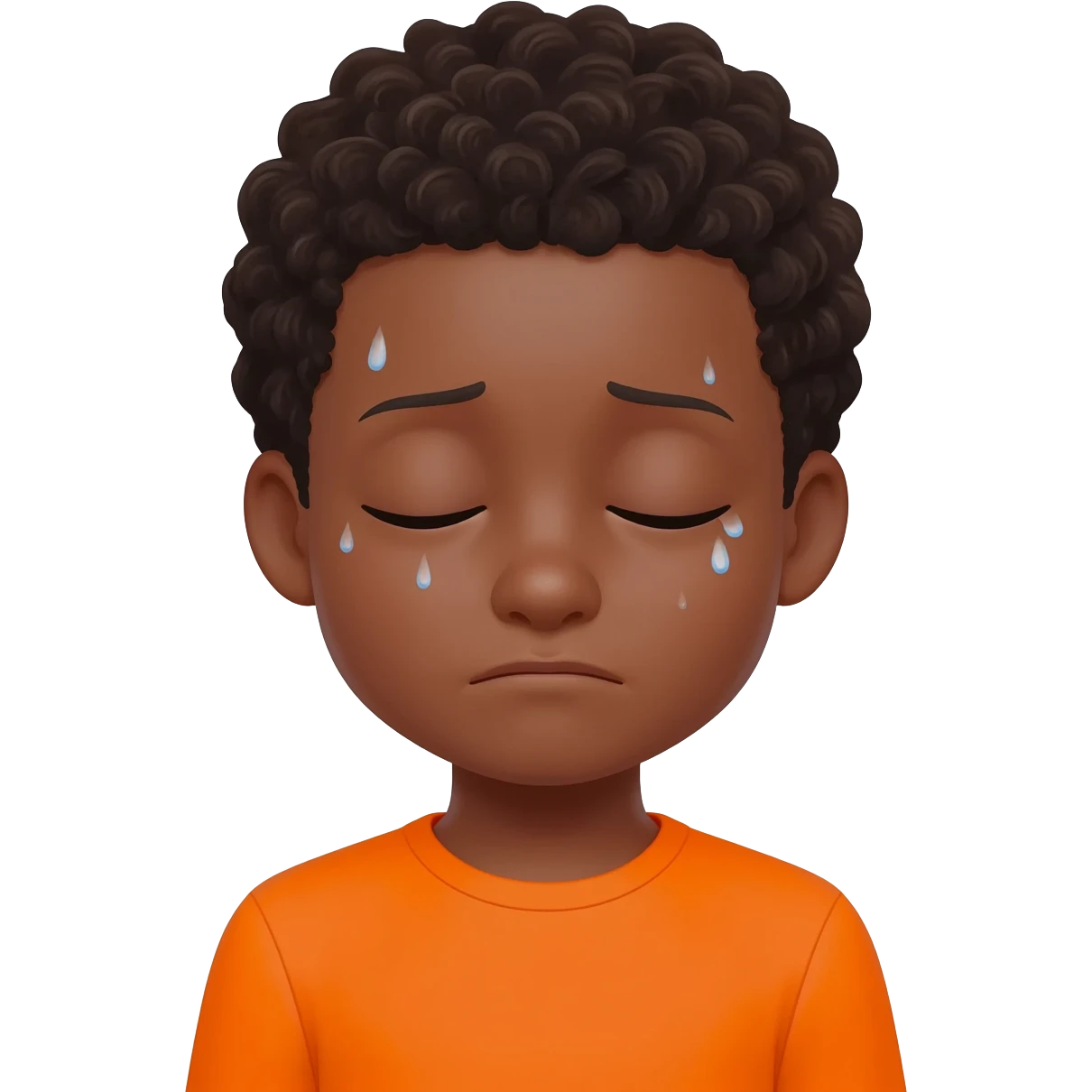 black boy curly hair orange shirt nauseous feel7ng sick emoji