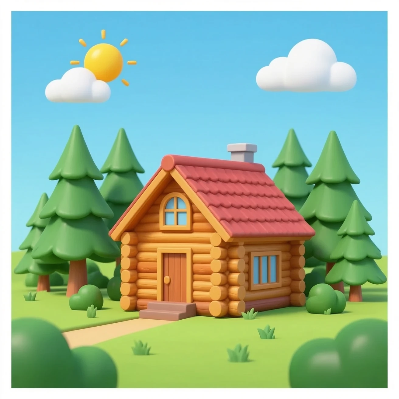 Baita Di Tronchi Simpatico Cartone Animato fontale emoji