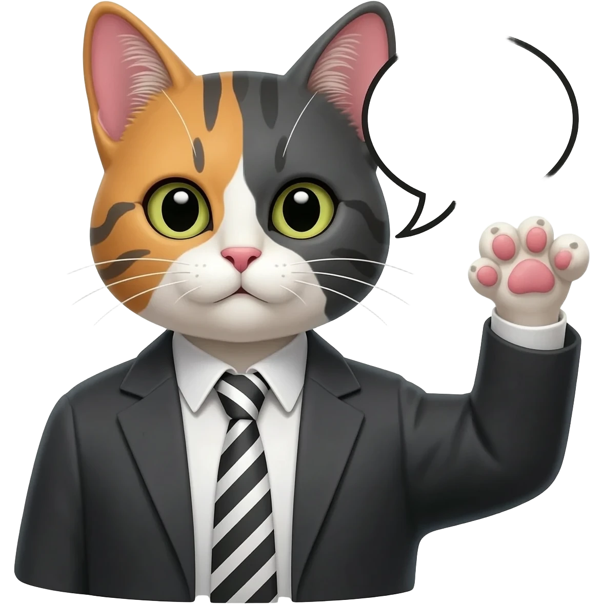 corleone mafia cat, said HI, with text HI, only face and hand up emoji