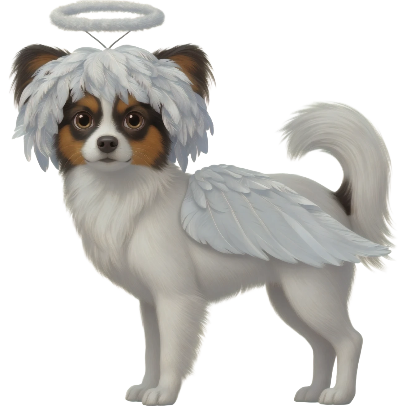dog papillon wig angel emoji