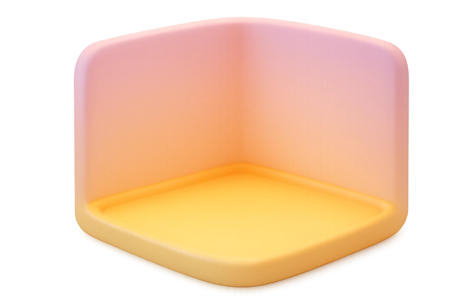 create an empty 3d cartoony room in a rounded square shape on a transparent bg emoji