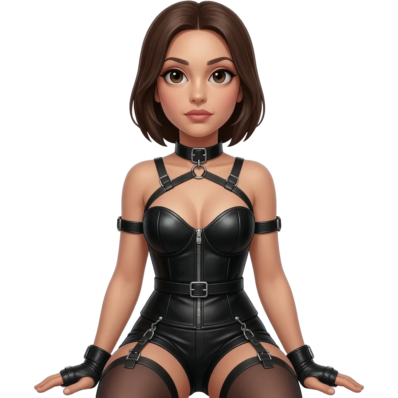 Women in leather bondage emoji