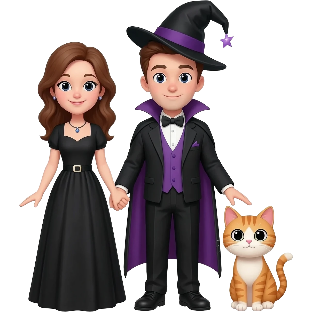 magician couple and their pet cat emoji