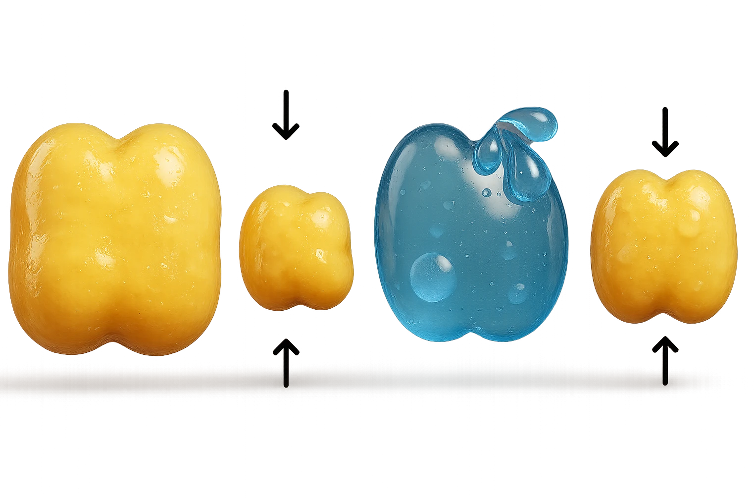 il processo di una cellula adiposa che si sgonfia, e si gonfia di acqua, falla identica all'immagine che ho allegato ma in 3d iperrealistica 4k emoji