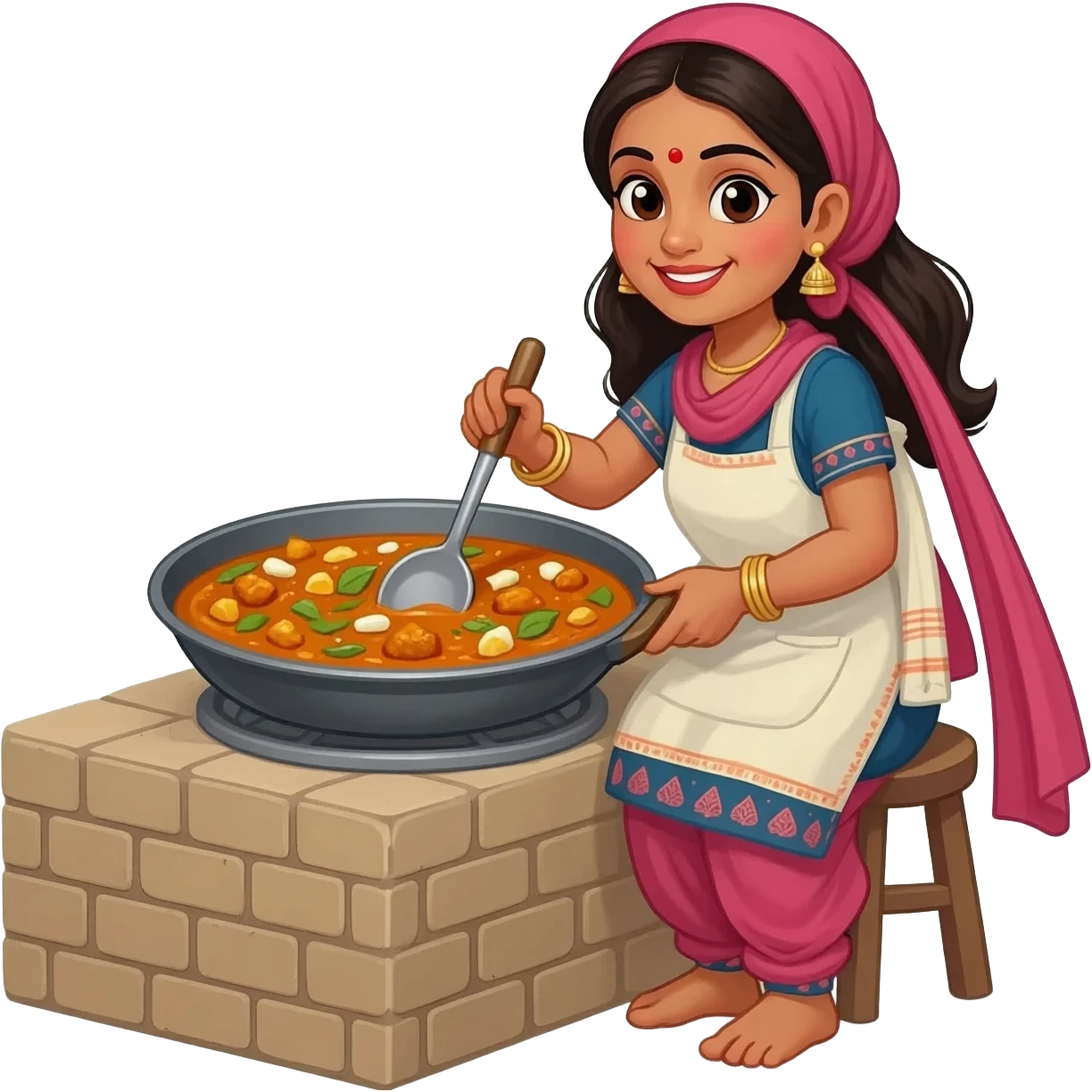 make an emoji of an Indian cooking curry with feet emoji