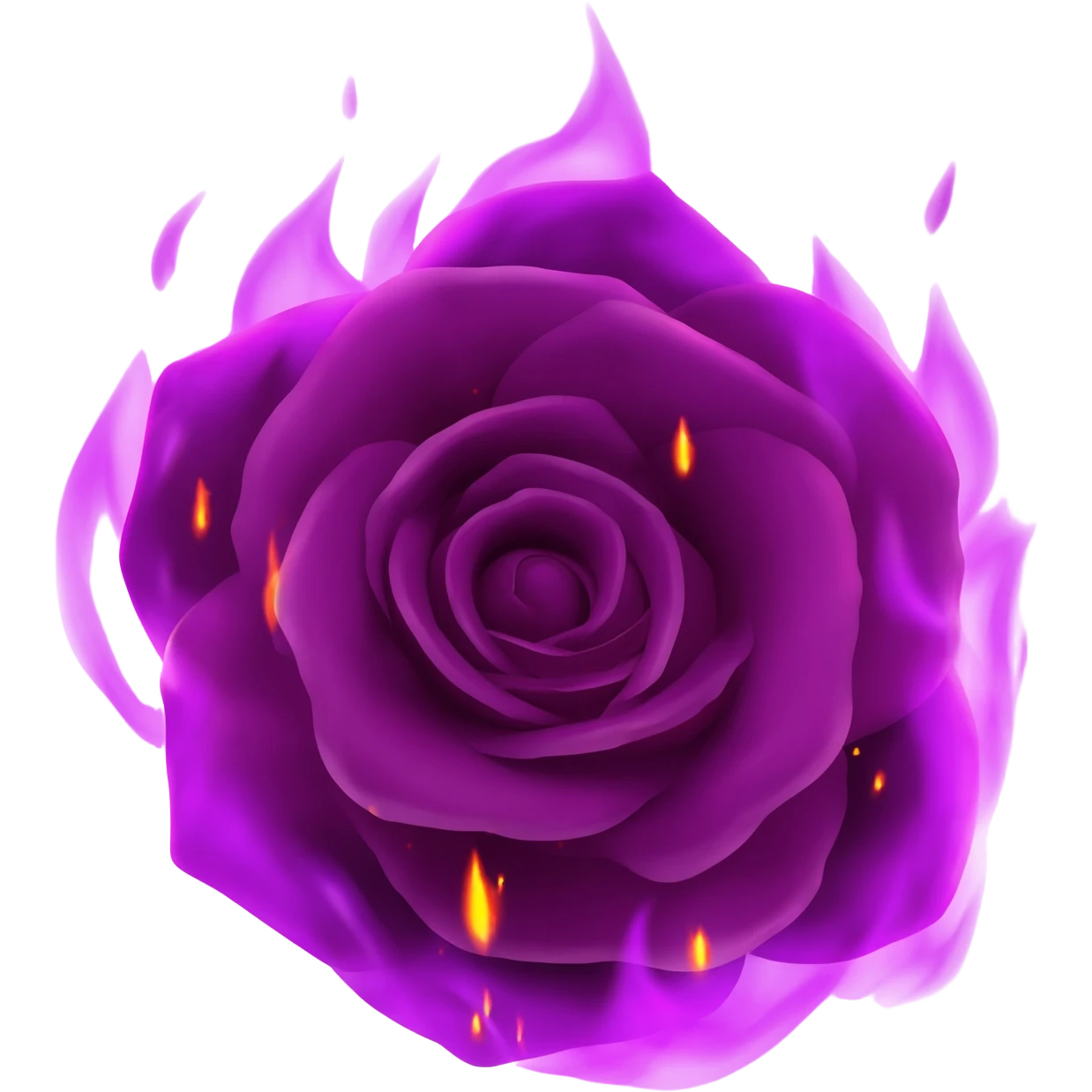 Create a rose that is flaming with purple fire emoji