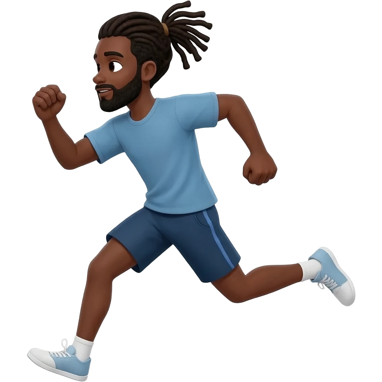 medium brown skin black man with dreadlock running emoji
