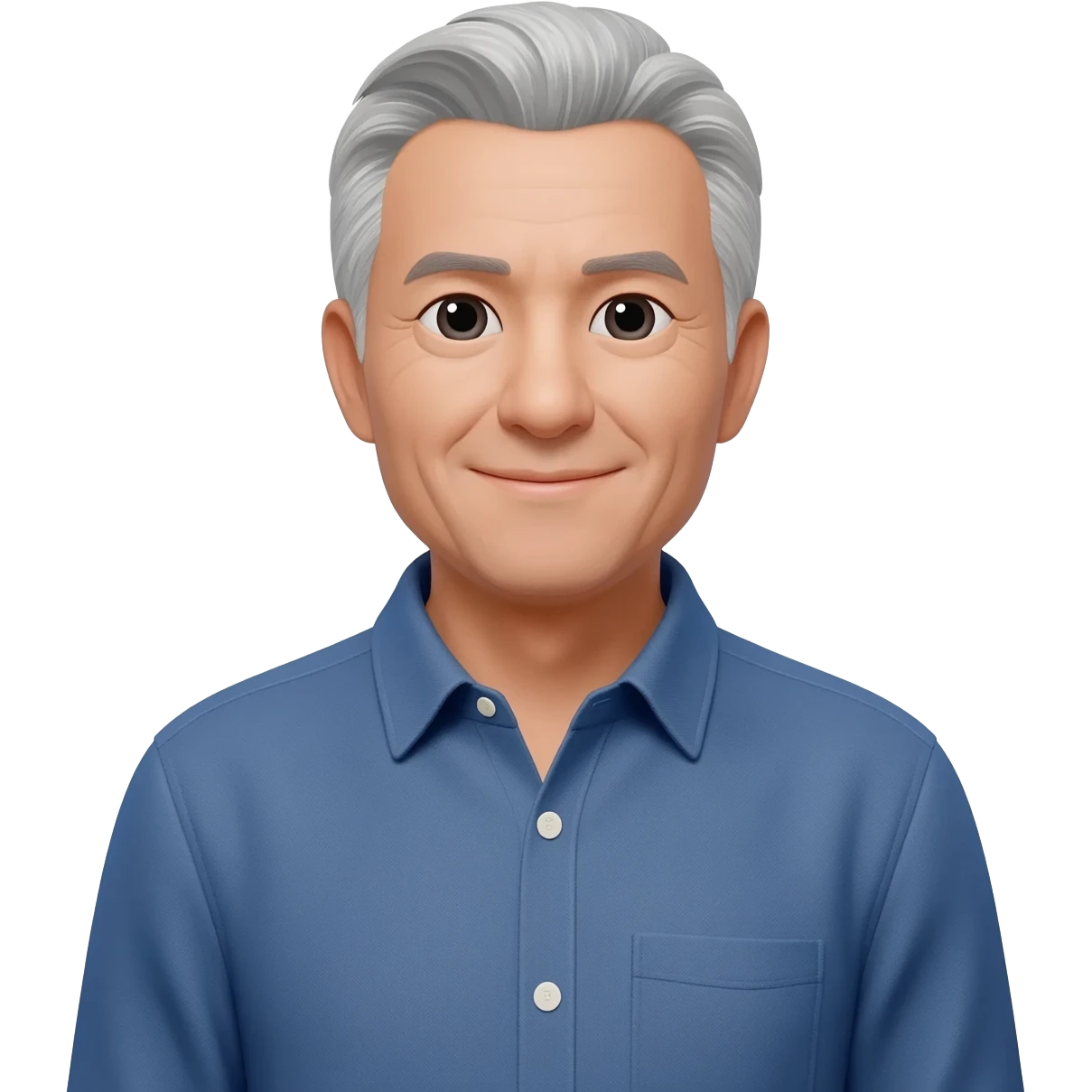 Calm middle aged man friendly with relaxed eyes emoji