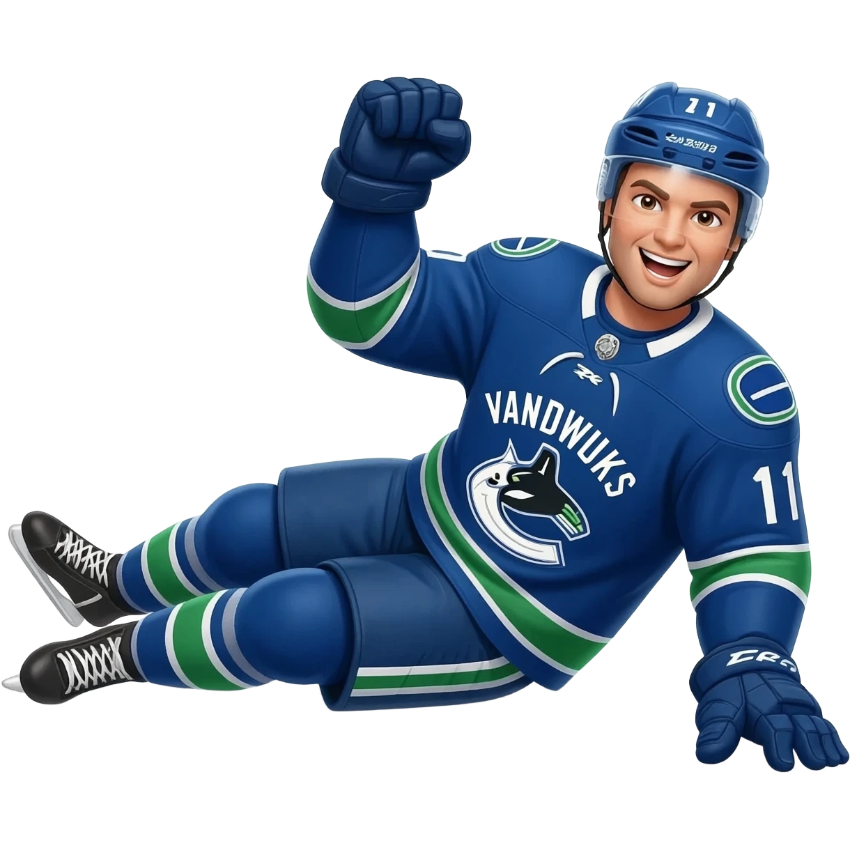 Vancouver Canucks Celebrating a goal siding on one knee with a fist pump emoji