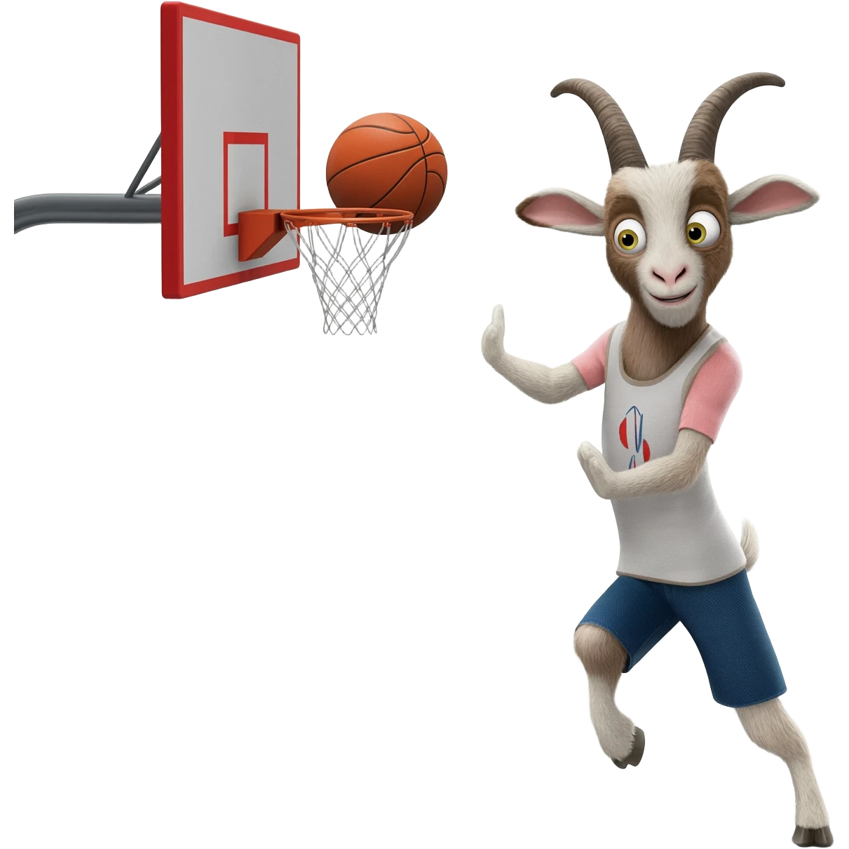 Will Harris the goat from the movie the goatshooting a hoop emoji