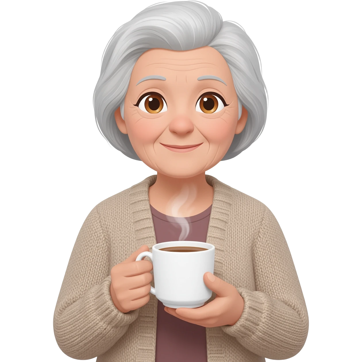 old lady with coffe emoji