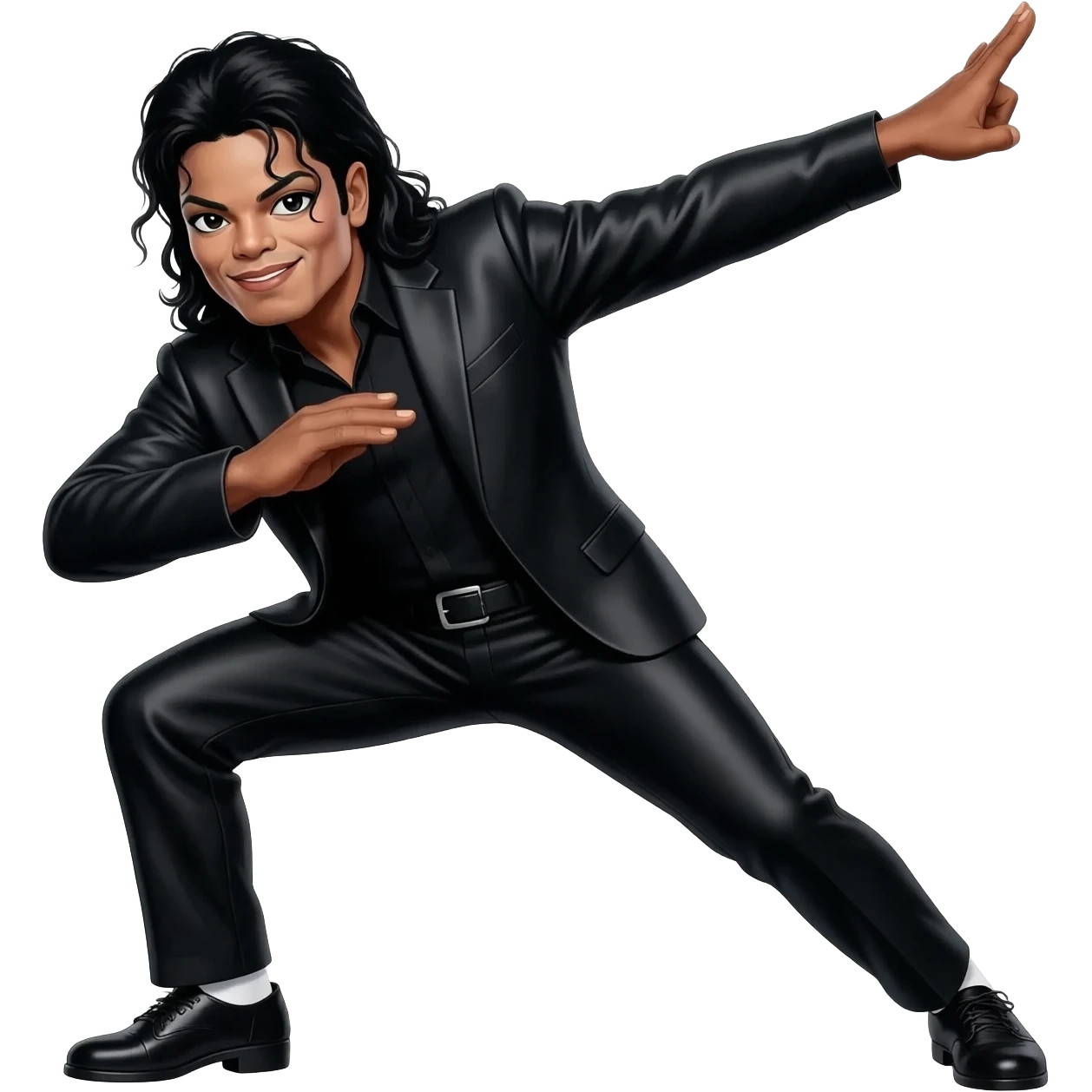 michael jackson dab, dancing legs, wearing black bad outfit emoji
