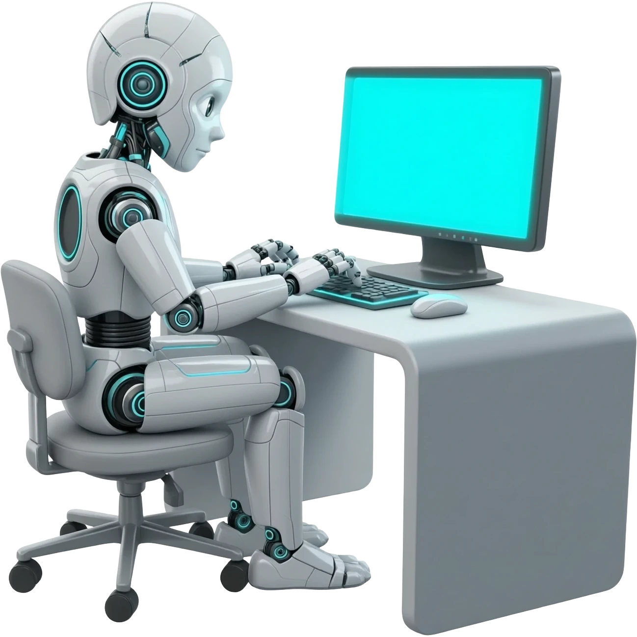 AI robot Chatting on Computer in illustration style emoji