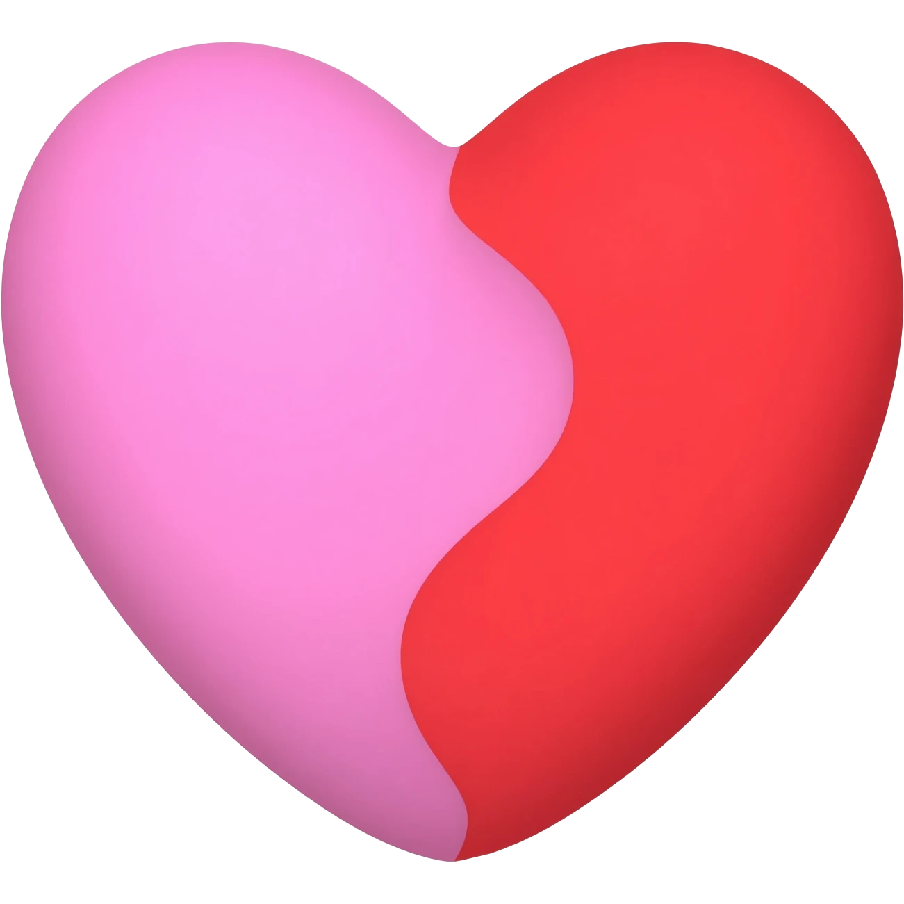 Un corazon mitad rojo mitad rosado emoji