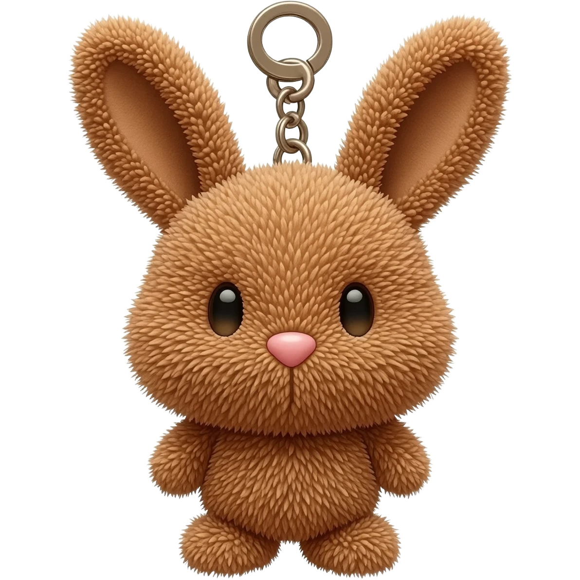 Fuzzy bunny brown keychain emoji