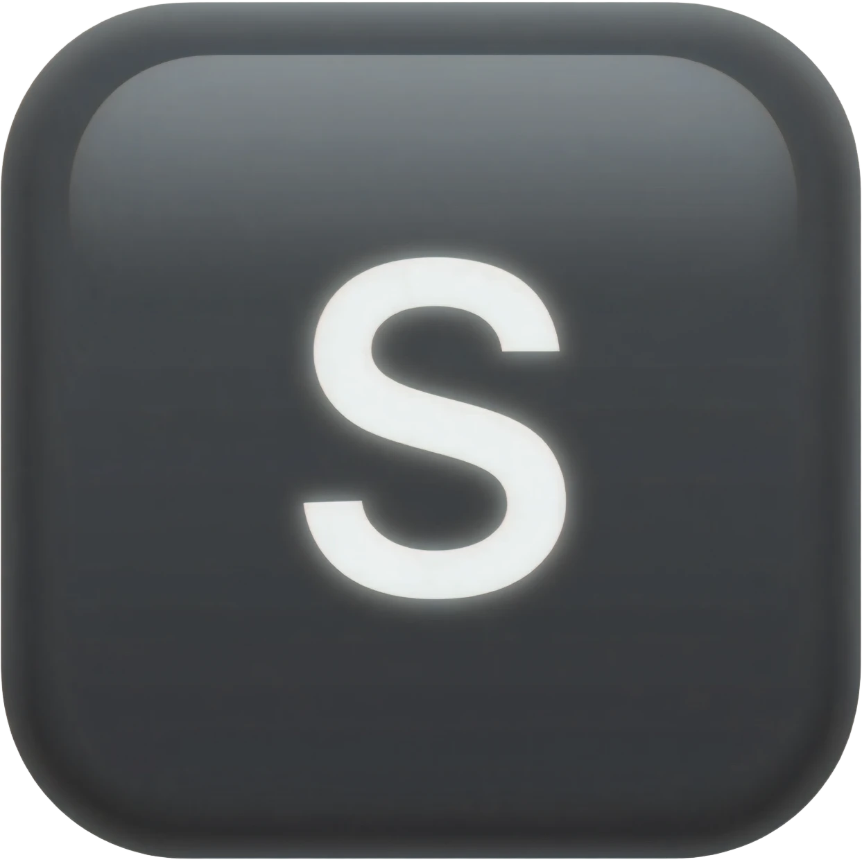 "3D premium,3D rounded-square icon in strong black with a beveled edge, bold serif white letter 'S'centered, strong specular highlights, inner glow, 1024x1024, png" emoji