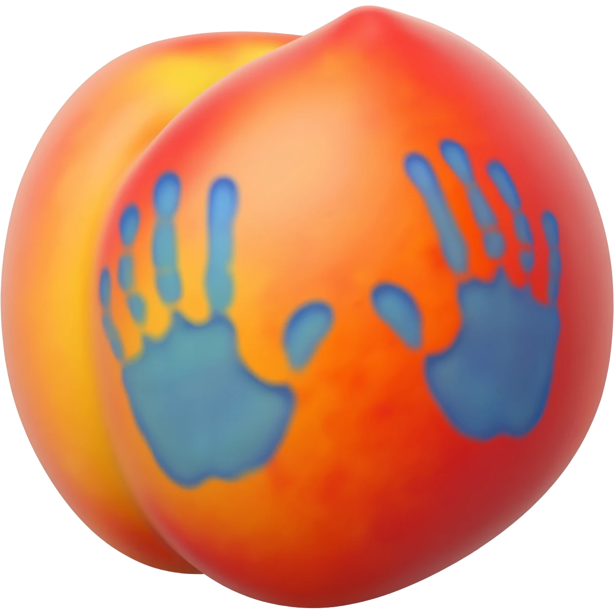 A peach that has hands print on it emoji