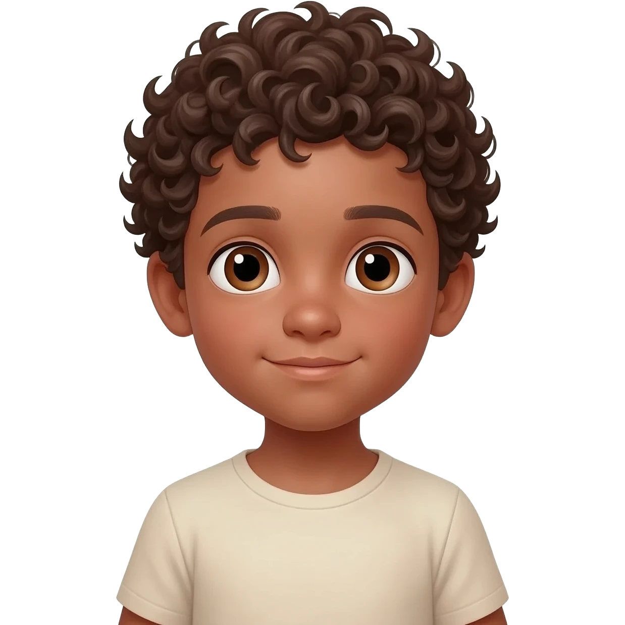 кудрявый мальчик с карими глазами и со смуглой кожей emoji