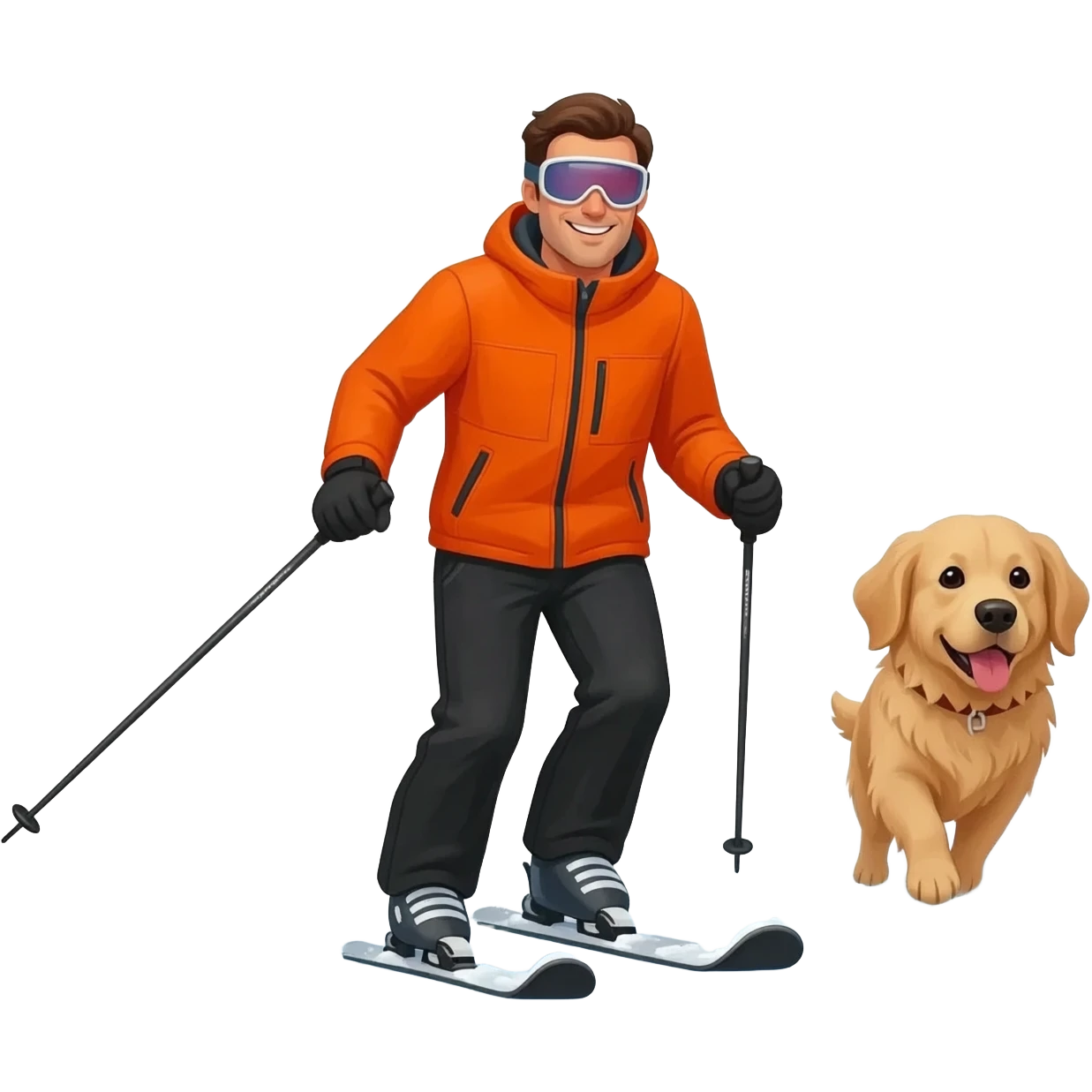 guy skiing with a dog emoji