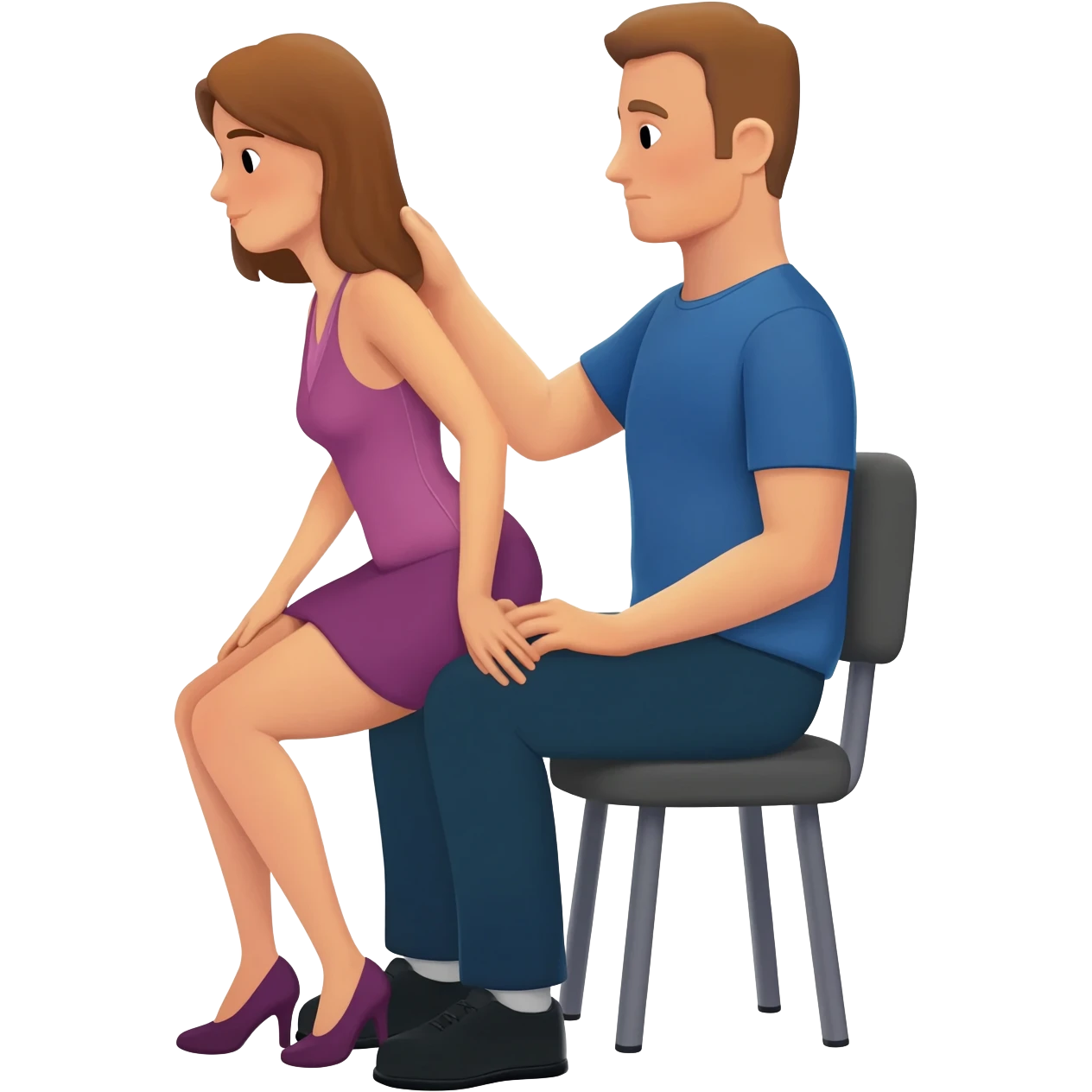 She across a man’s knees as he sits in a chair and being spanked emoji